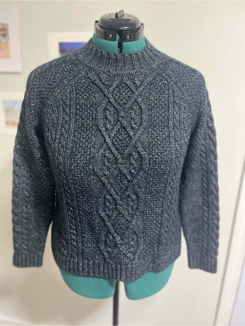 Abercrombie & Fitch Blue Cable Crewneck Sweater